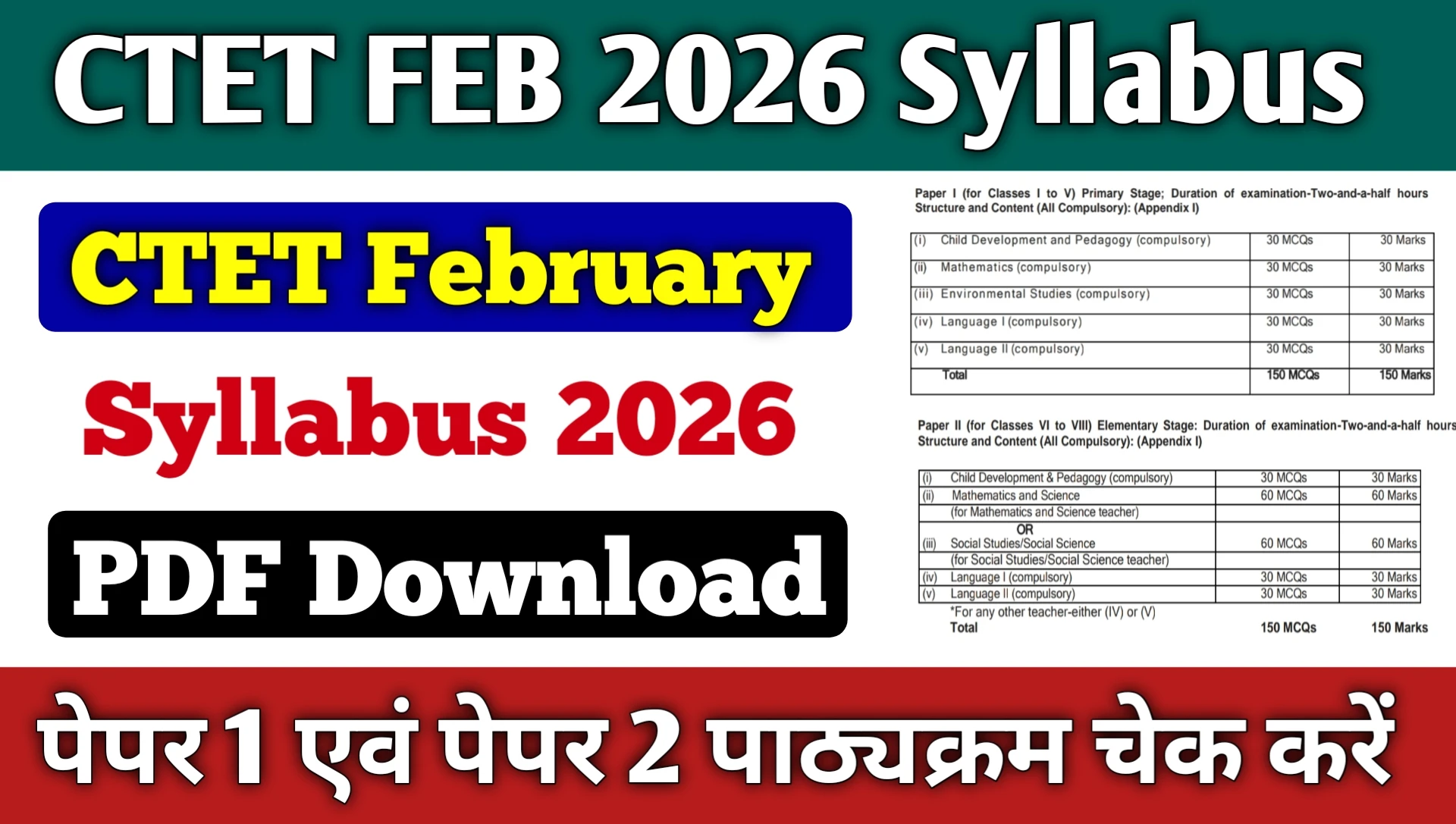 CTET FEB 2026 New Syllabus