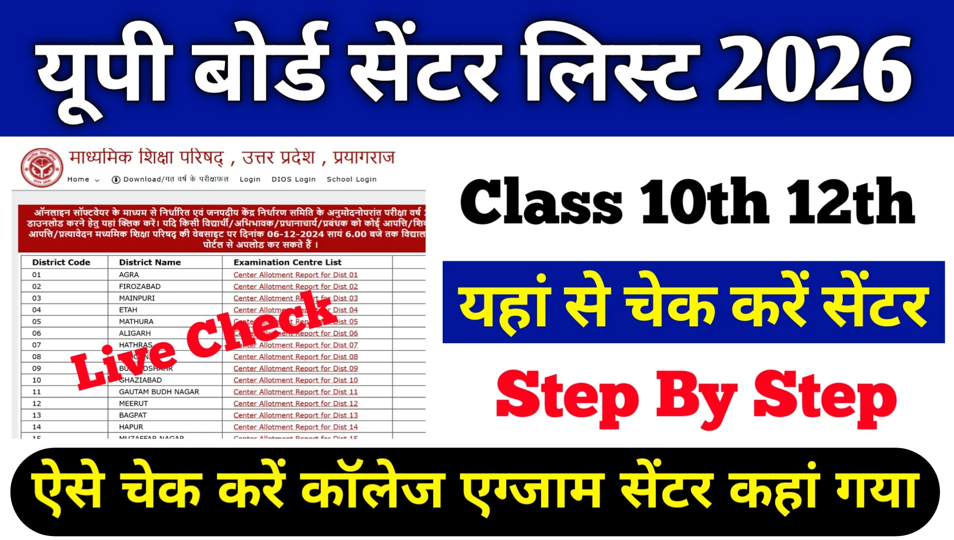 UPMSP Exam Center List 2026 Pdf Download