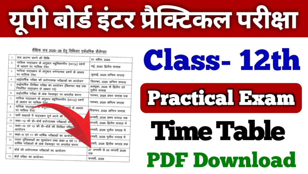 Up Board Class 12th Practical Exam Date